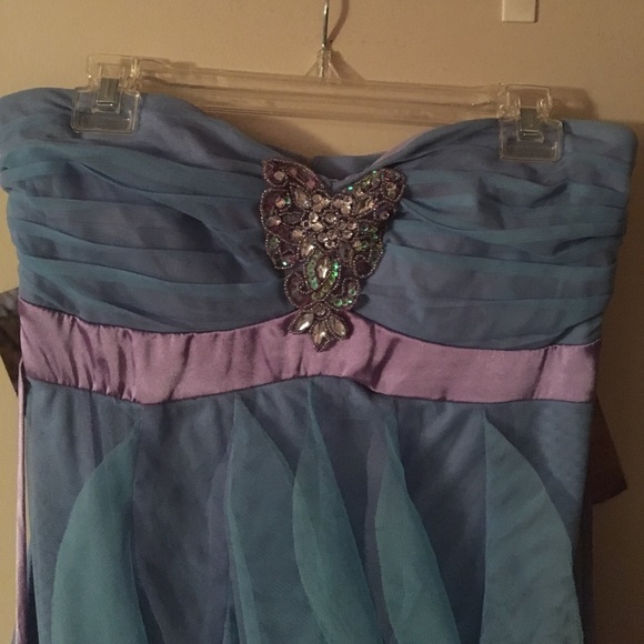 Blue/Purple Strapless Prom Dress - Picture 2 of 4