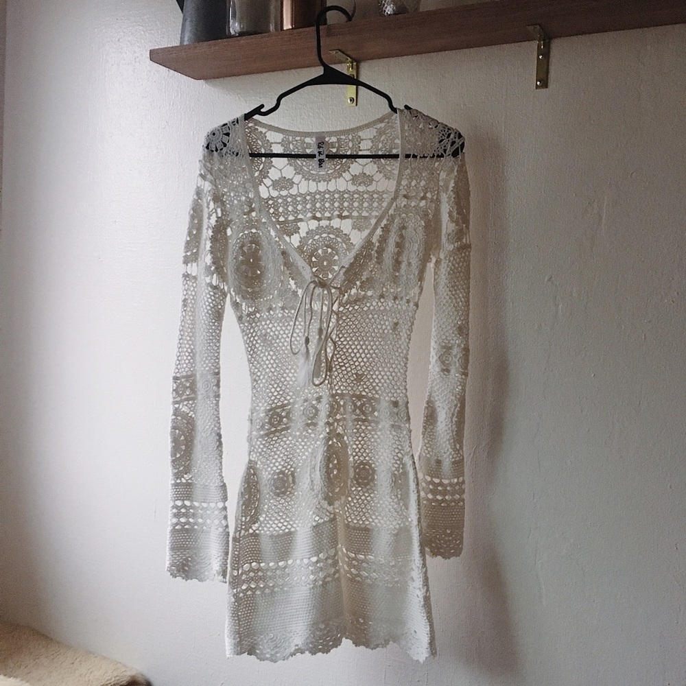 Rat and Boa White Crochet Dress Small