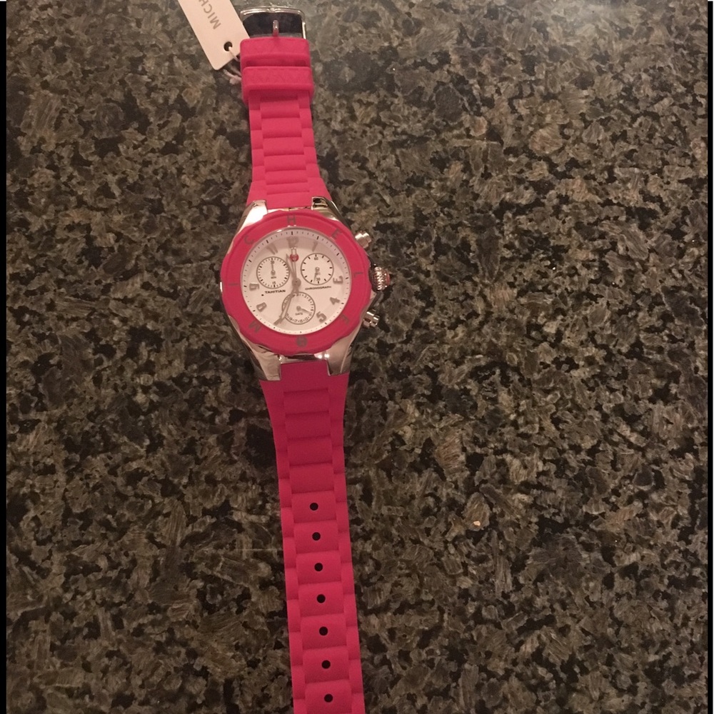 Michele Tahitian Jelly Bean Watch , Hot Pink
