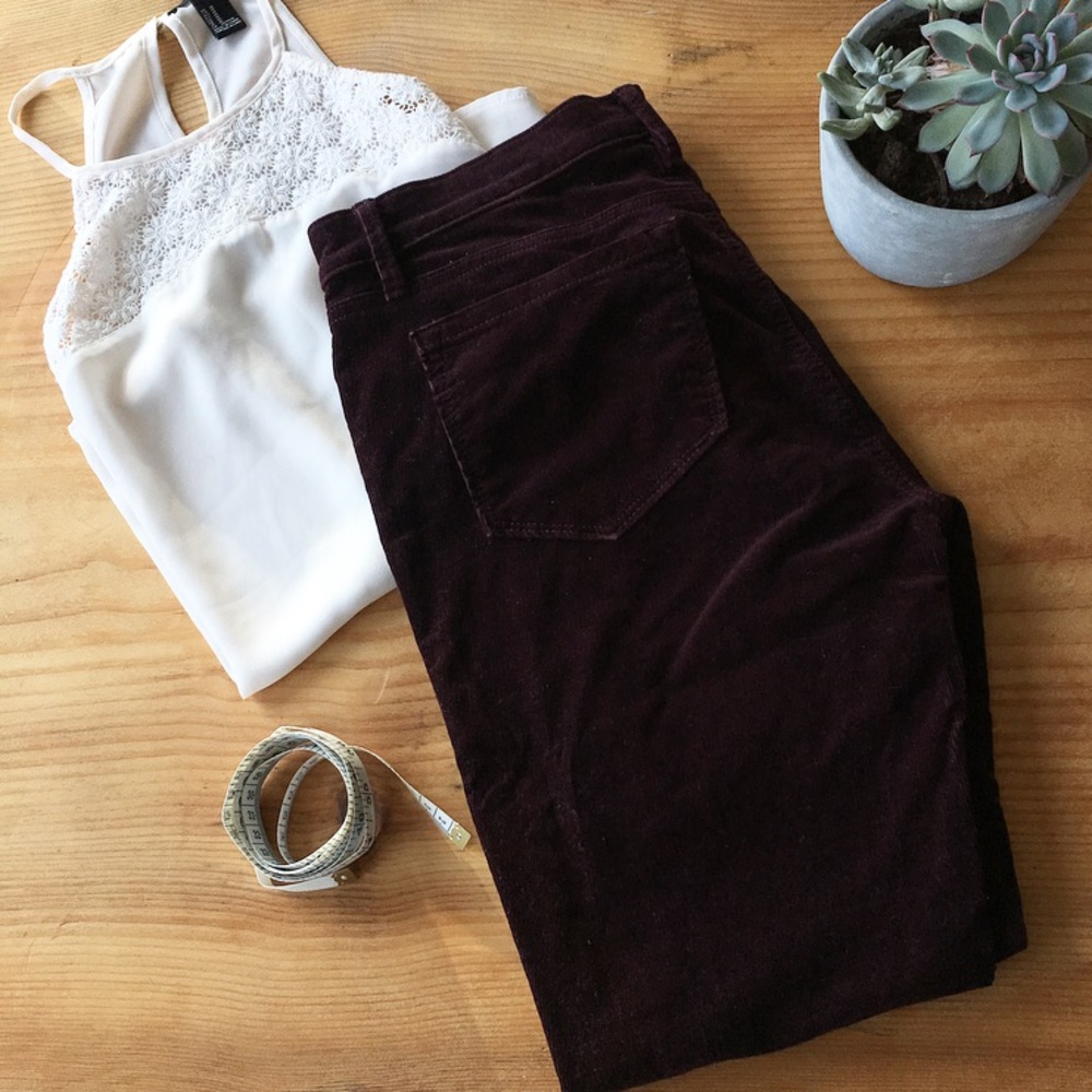 LOFT Modern Skinny burgundy cords