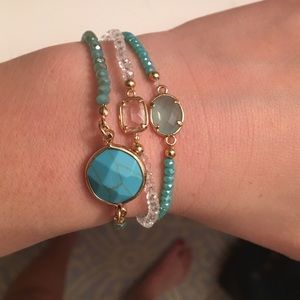 Turquoise beaded bracelets, set of 3