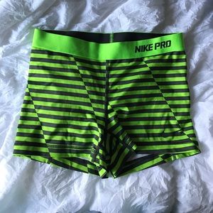 Neon green and grey Nike Pro Spanks