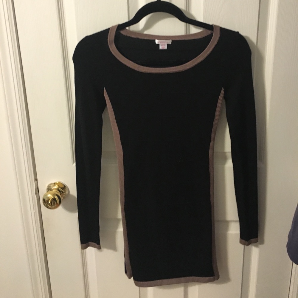 Black dress with brown details