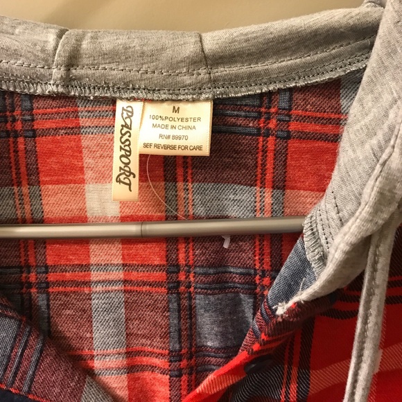 Plaid button up with hood - Picture 3 of 4