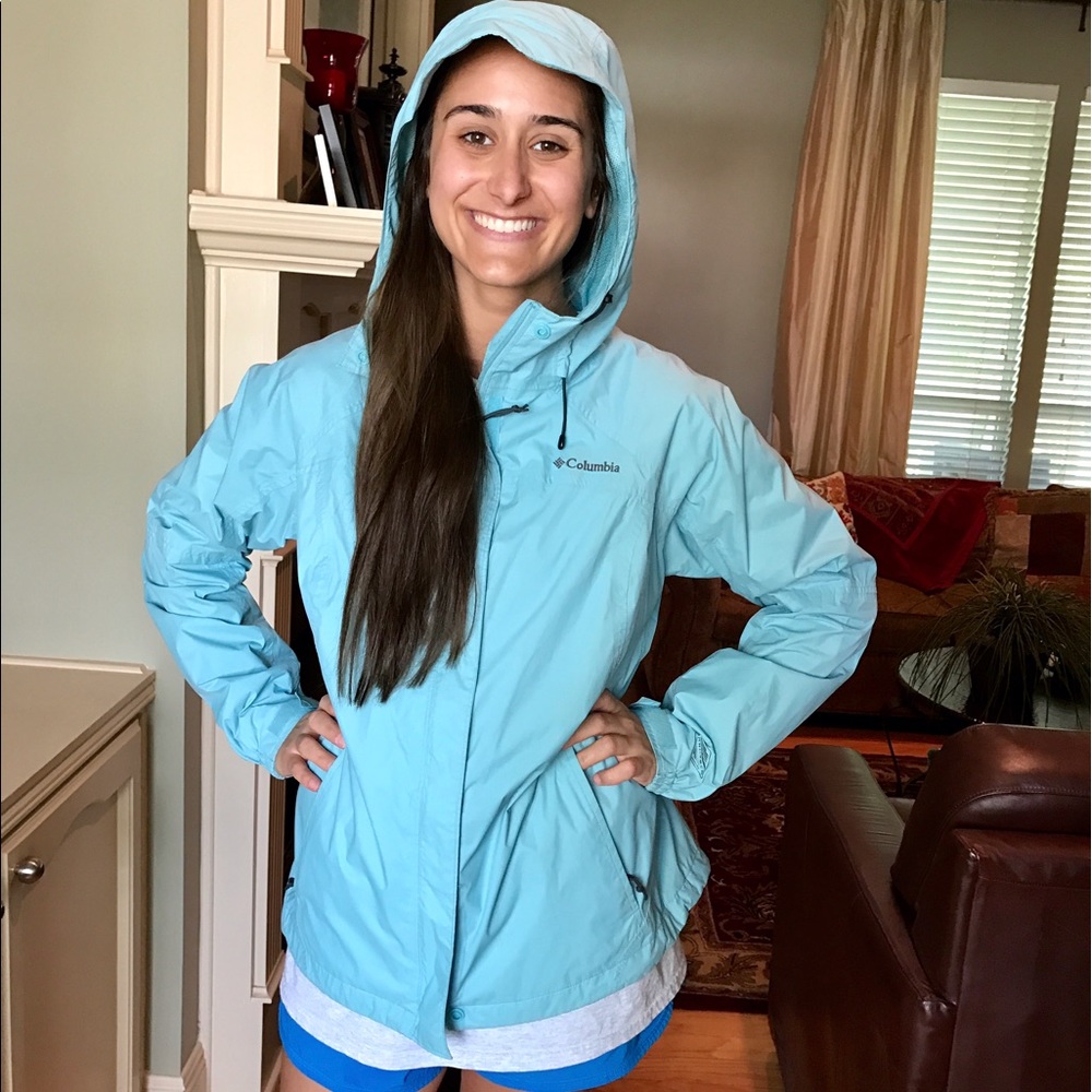 Light Blue Columbia Rainjacket- Women's Large