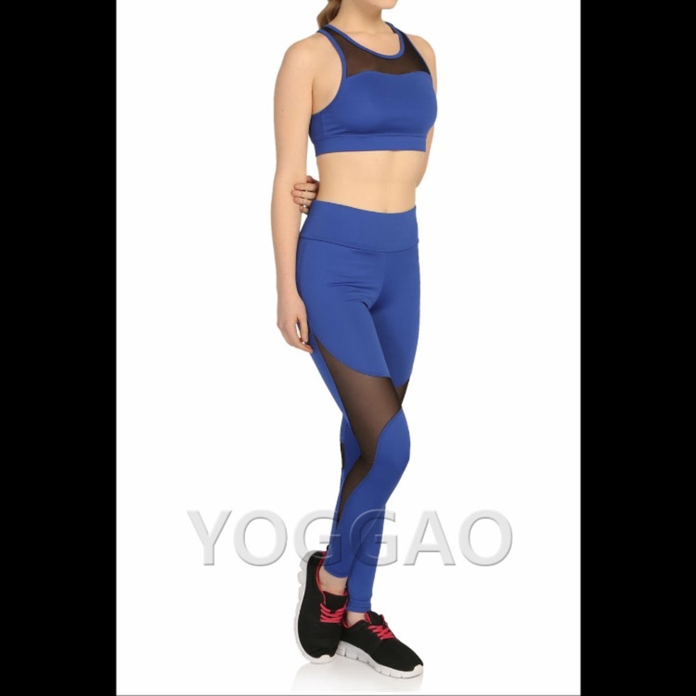 YOGGAO Active Sportswear Mesh Leggings OM Sax Blue