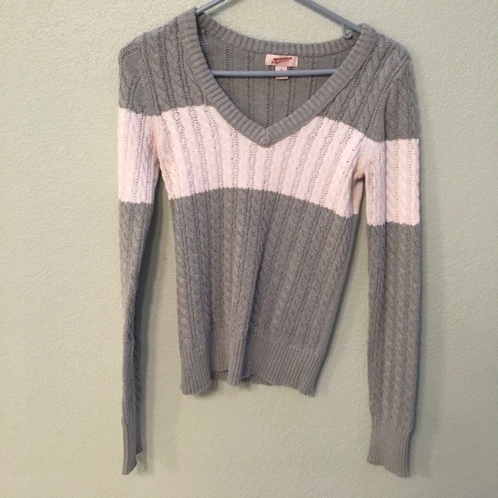 Grey and white striped sweater
