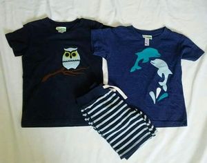 2 Decaf Plush tees and Gap shorts lot