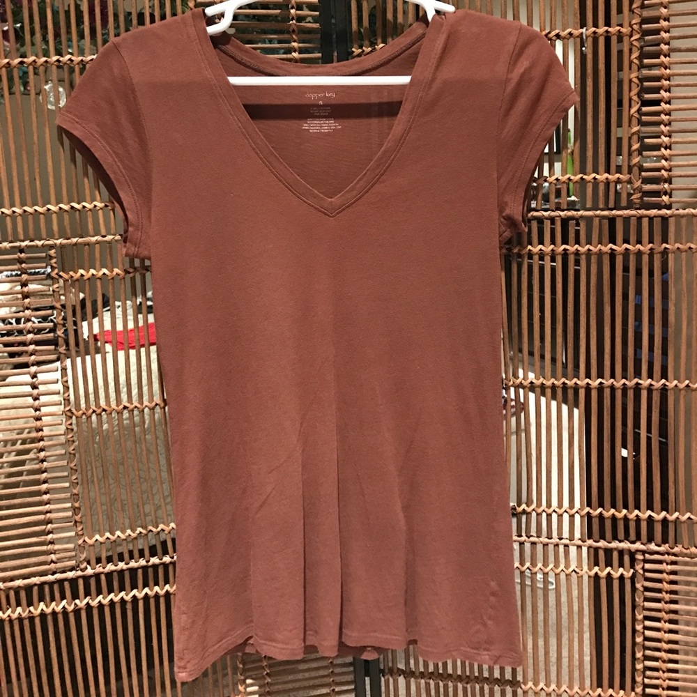 Brown V-Neck Tee