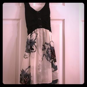 Black dress with two tiered chiffon detail