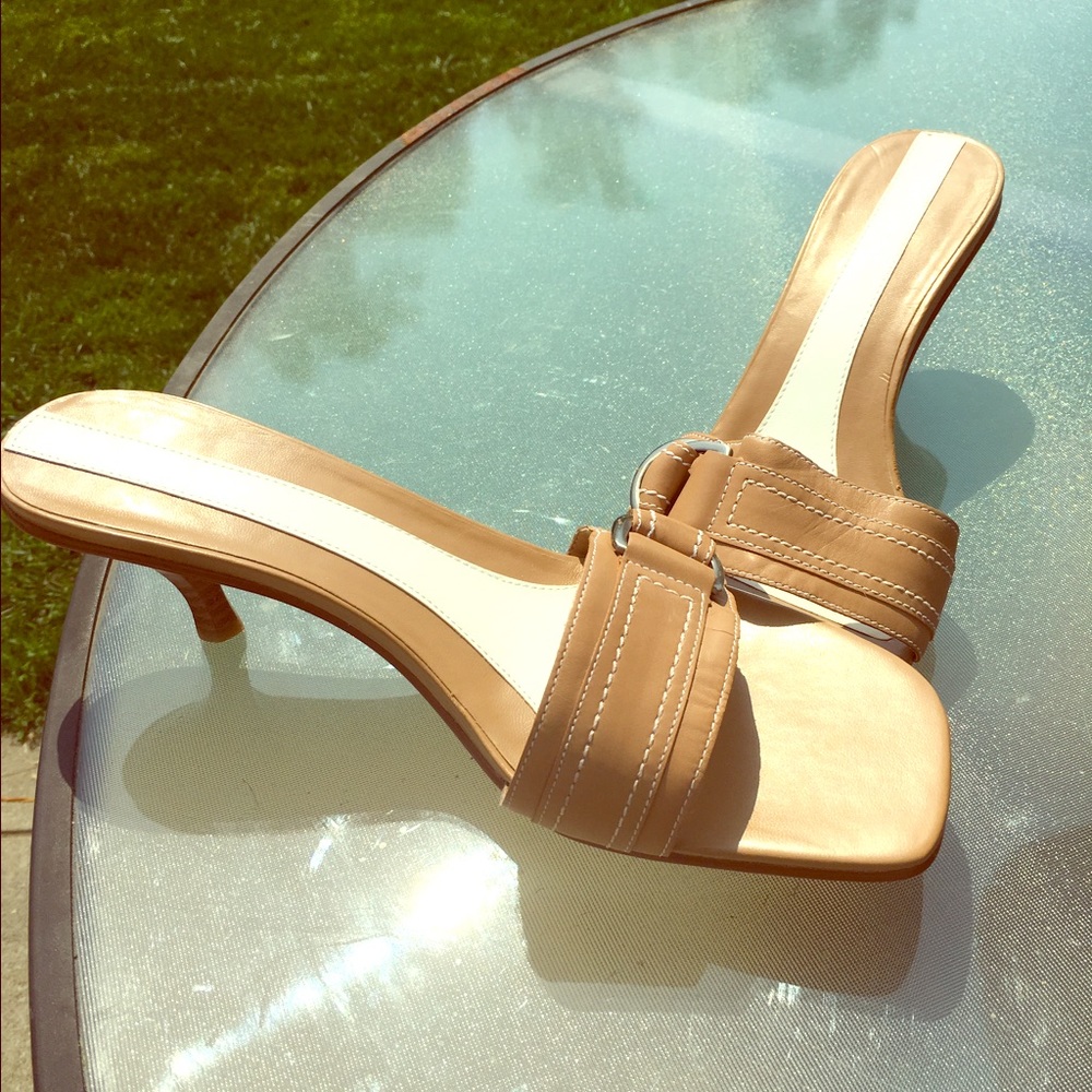 Never worn cute kitten heels Nine West slides.