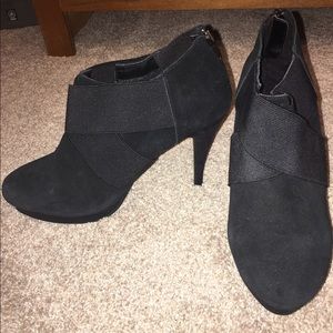 Suede black booties