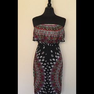 Sleeveless tribal print dress