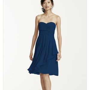 DB short crinkle chiffon dress with front cascade