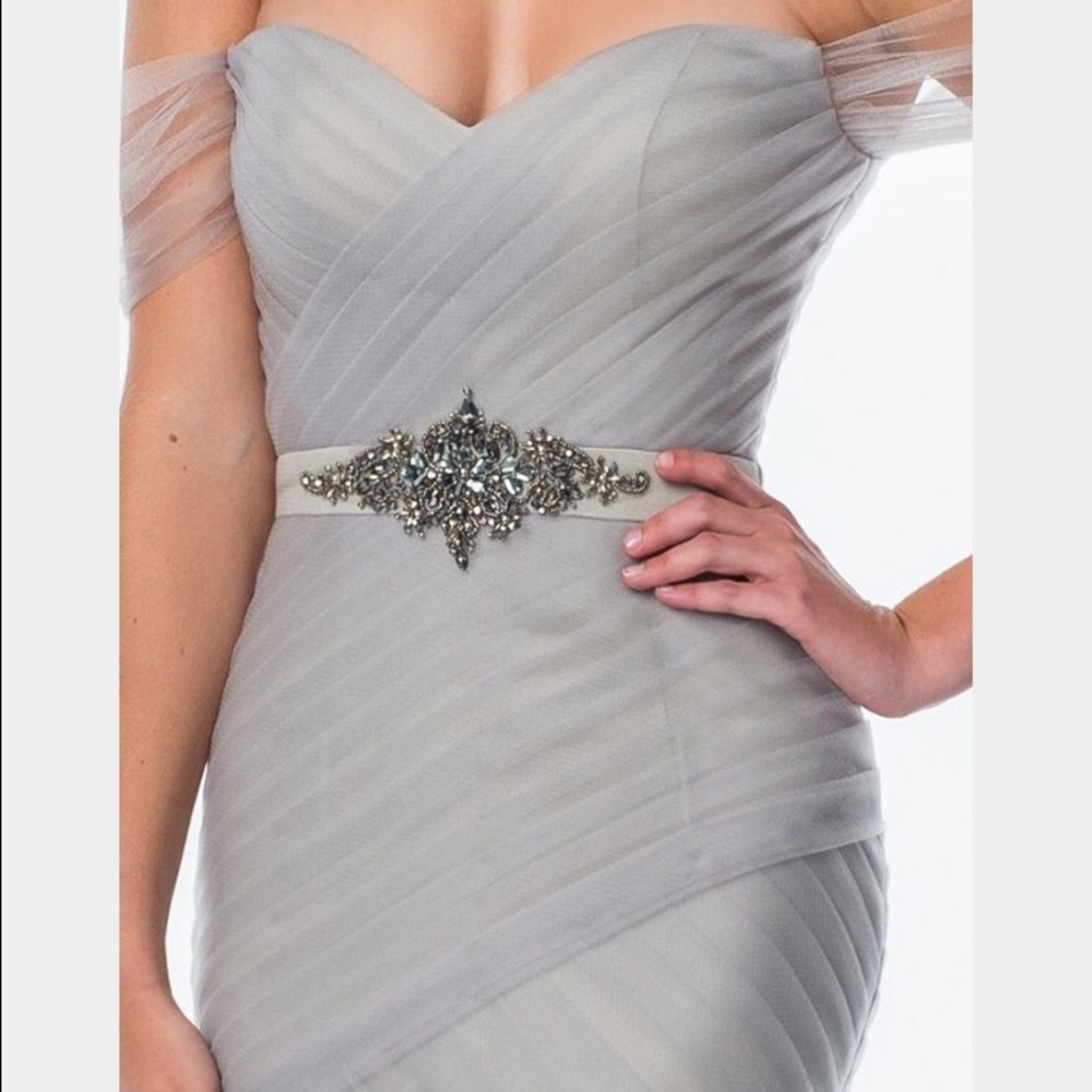 Used Terani Grey Red Carpet Tulle Dress