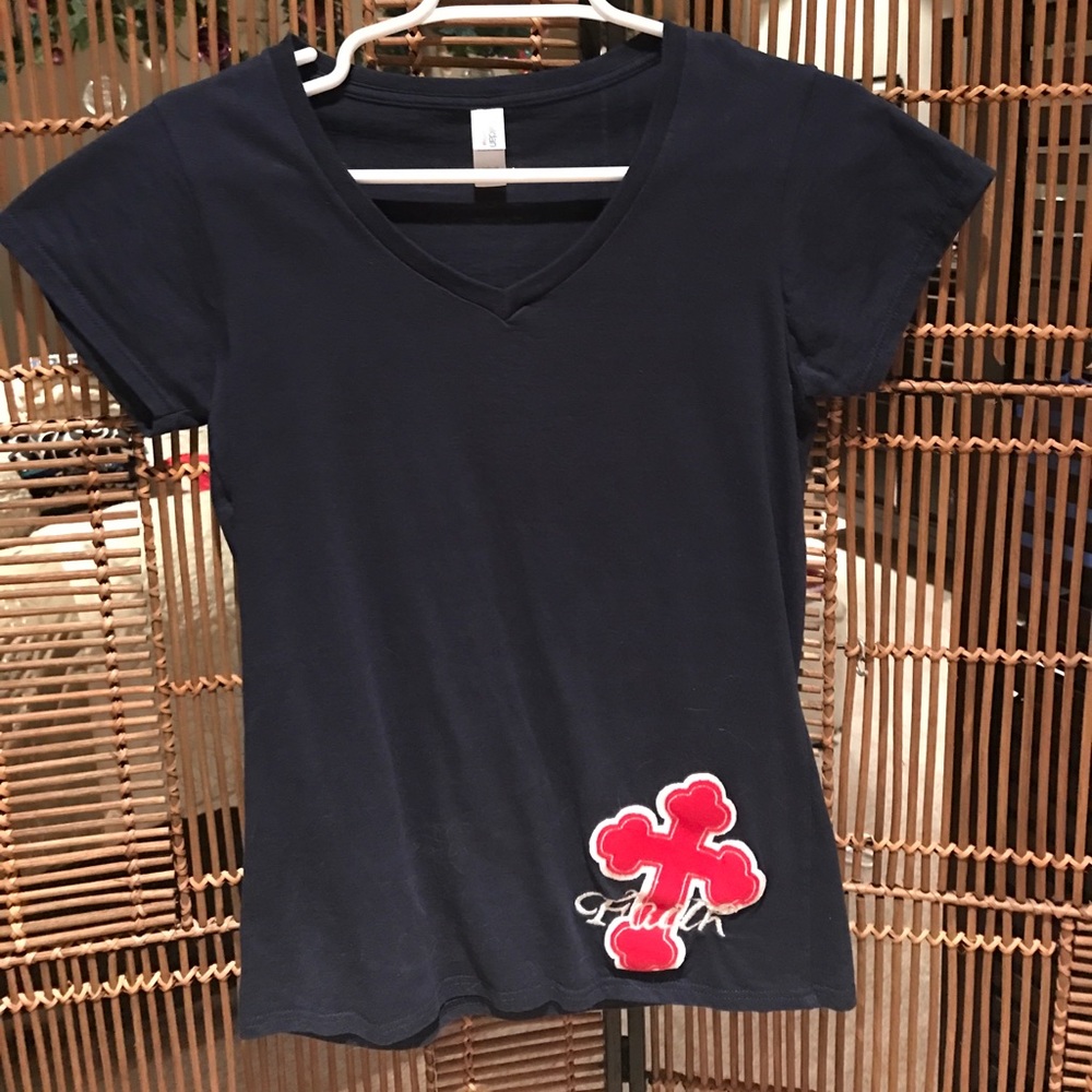 Gildan Navy "Faith" V-Neck Tee