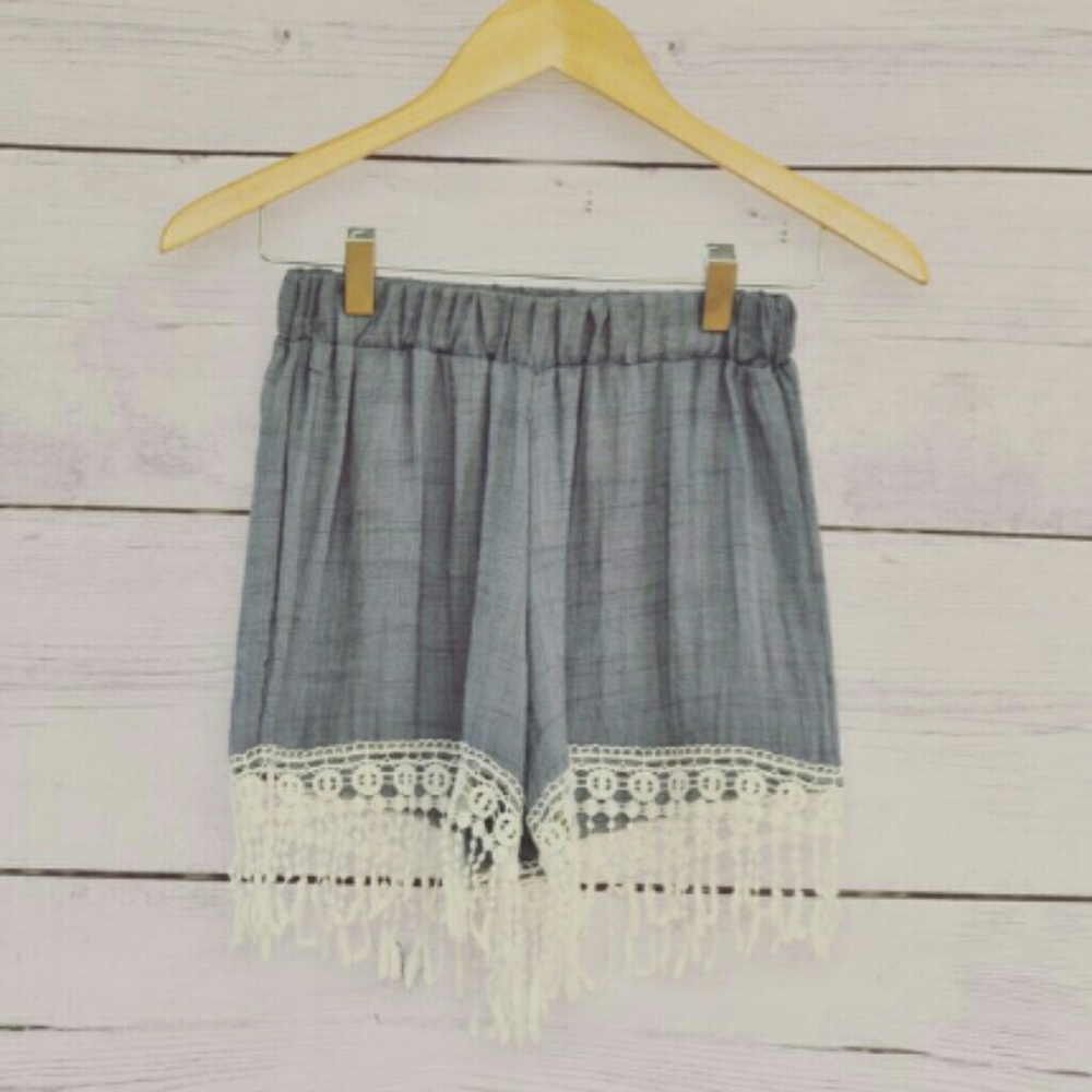 Denim Shorts With Fringe