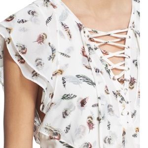 The Kooples Feather Print Flutter Sleeve Dress