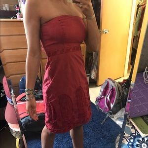 Strapless red dress