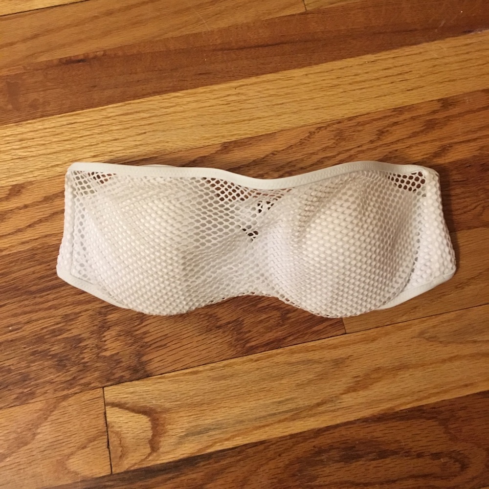 White caged bandeau bikini top
