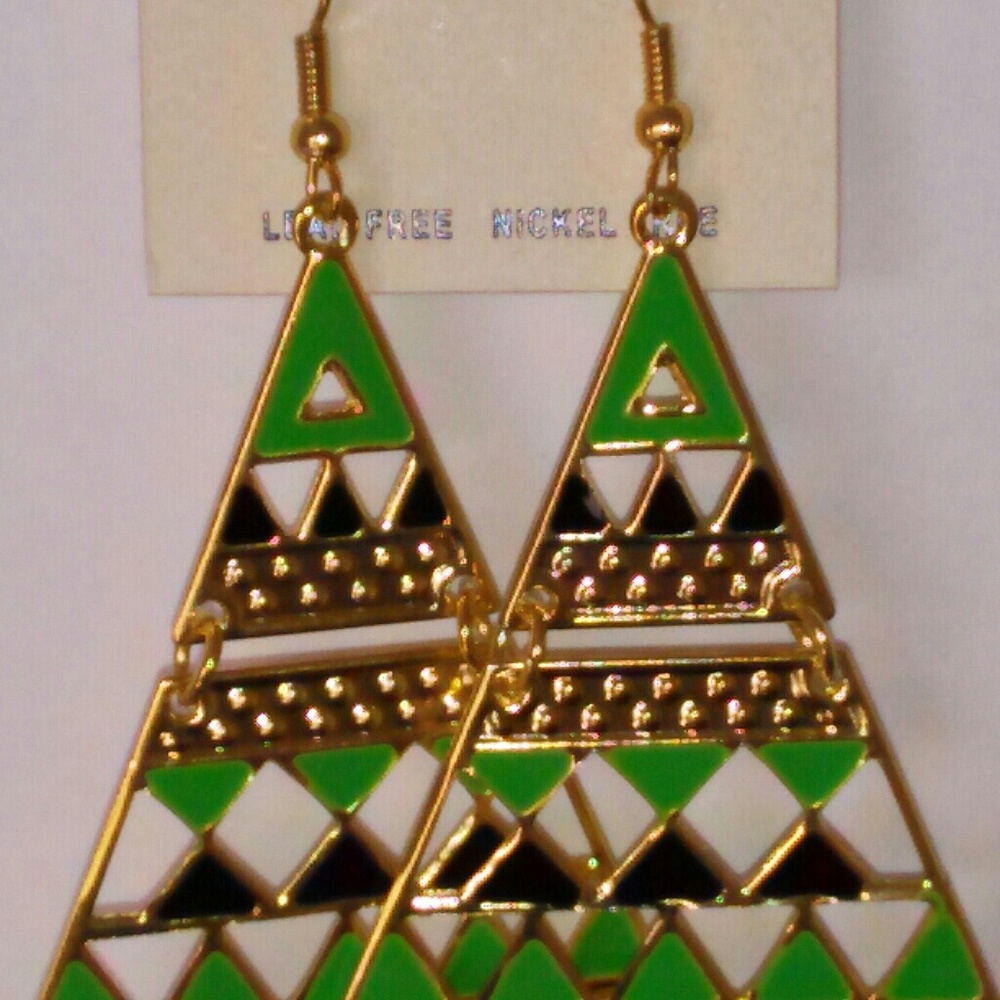 Ladies Pierced Drop Gold Tone Earrings