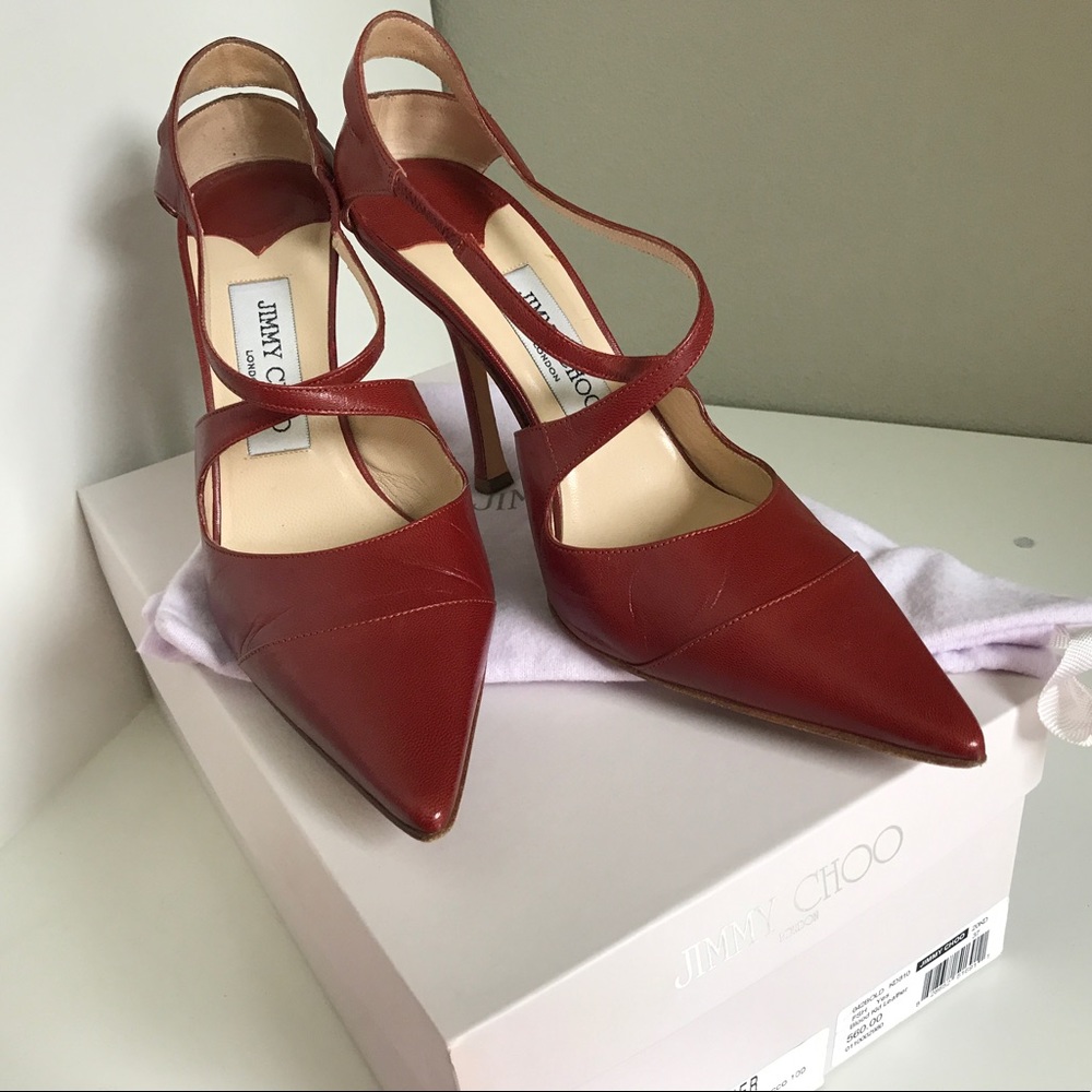 Jimmy Choo Red Leather Heels 37