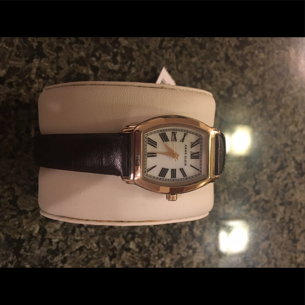 Anne Klein Dark Brown Leather Watch