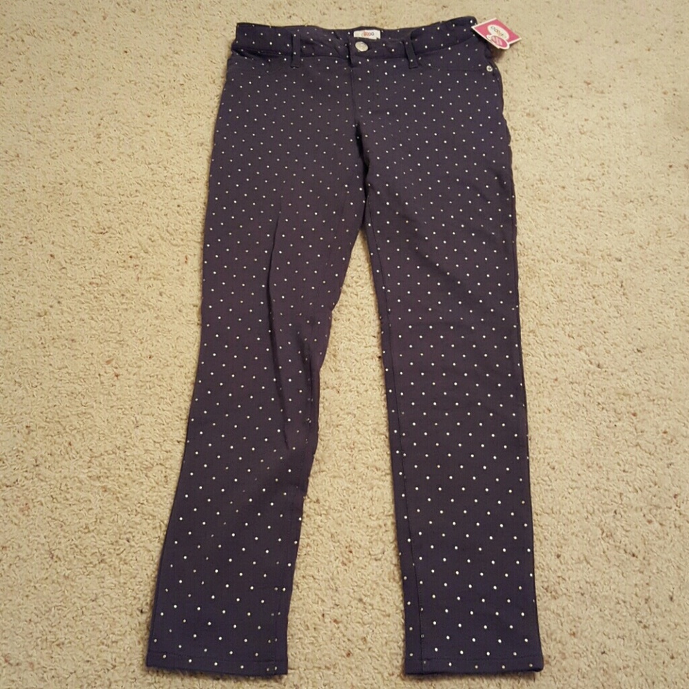 NWT gray jeggings with gold dots