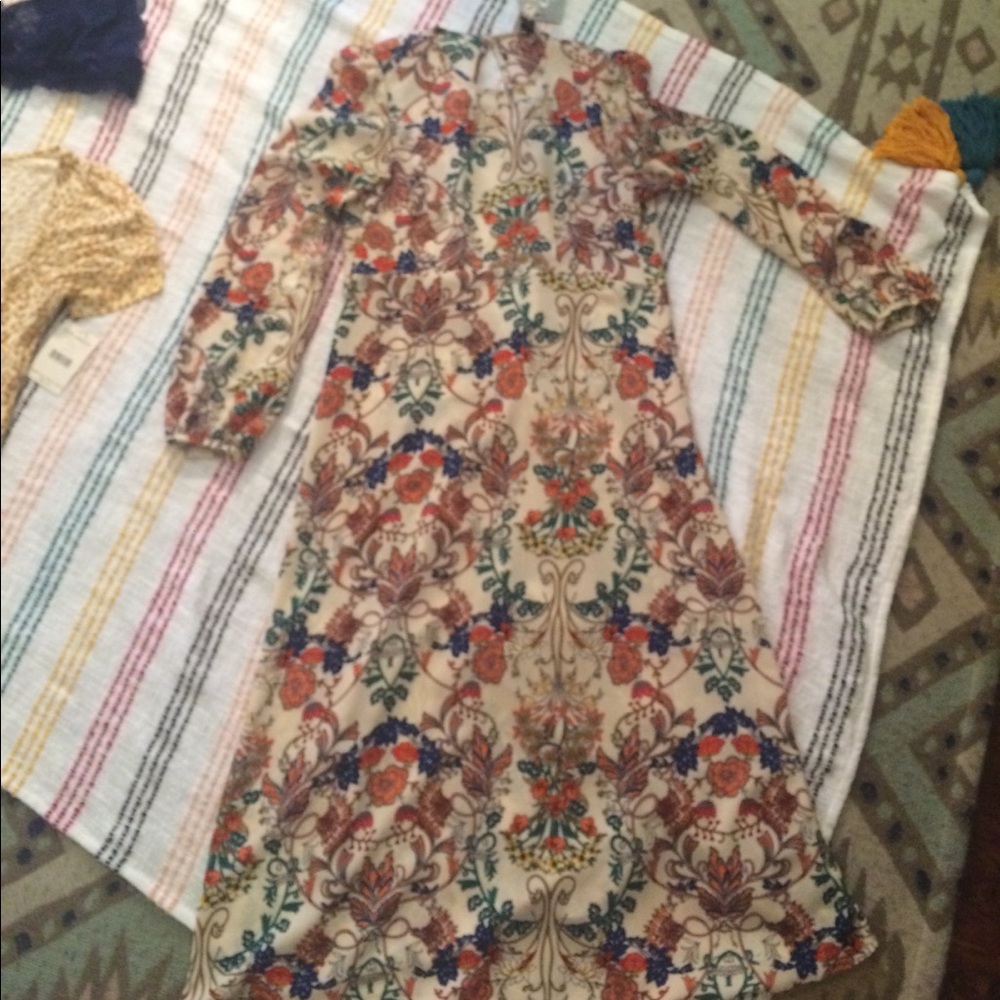 Mid calf length floral print 60's dress