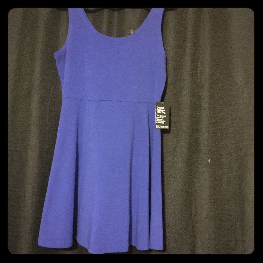 Sleeveless electric blue skater dress