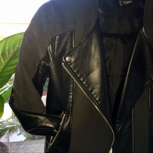 Black Faux Leather/Suede Jacket