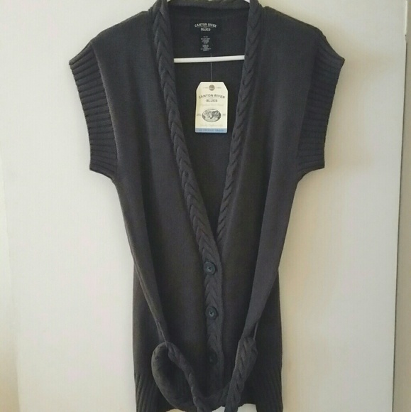 Canyon River Blues gray Knit cable sweater jacket vast rope women’s m medium - Picture 5 of 8