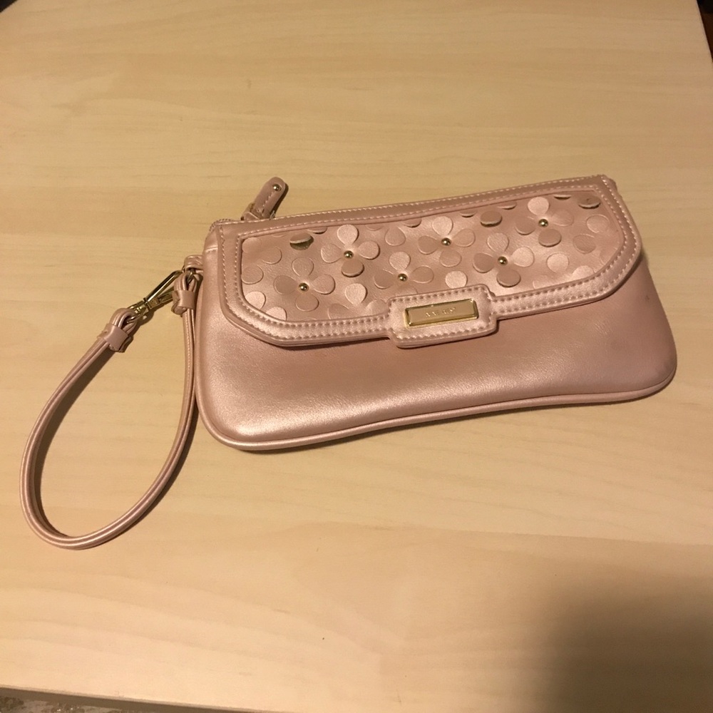 Rose Gold floral wristlet