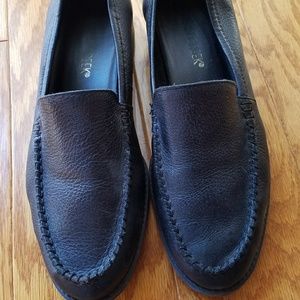 Authentic black leather loafers