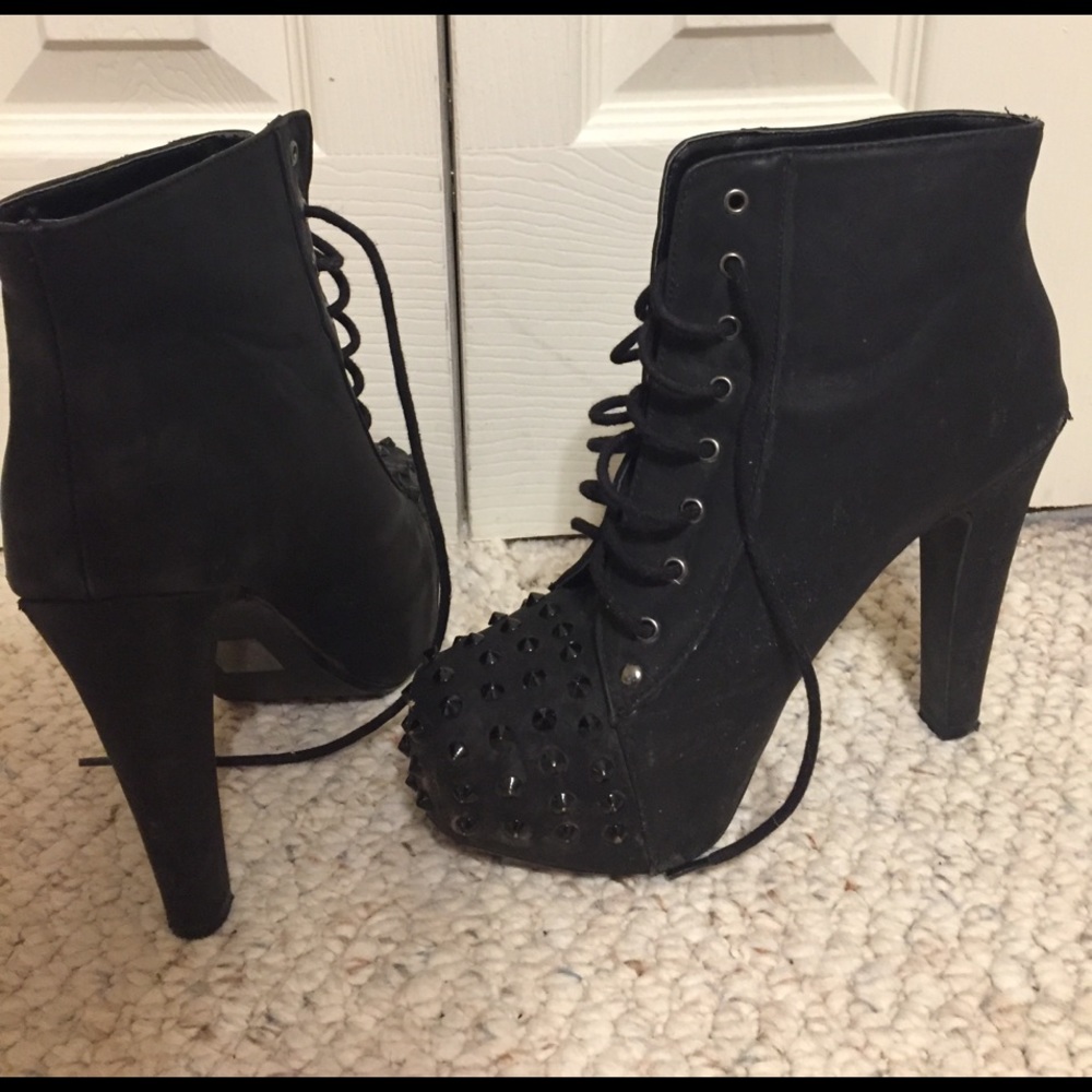 Studded bootie heels