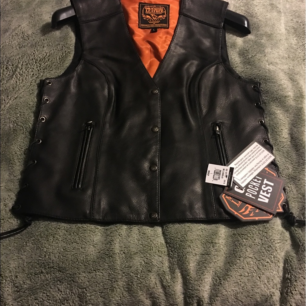 Genuine leather motorcycle vest