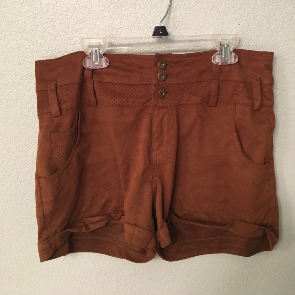 High waisted suede shorts