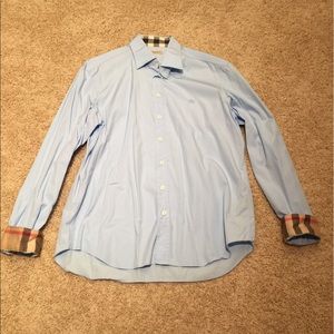 Men's Burberry Button Down Shirt Light Blue XL