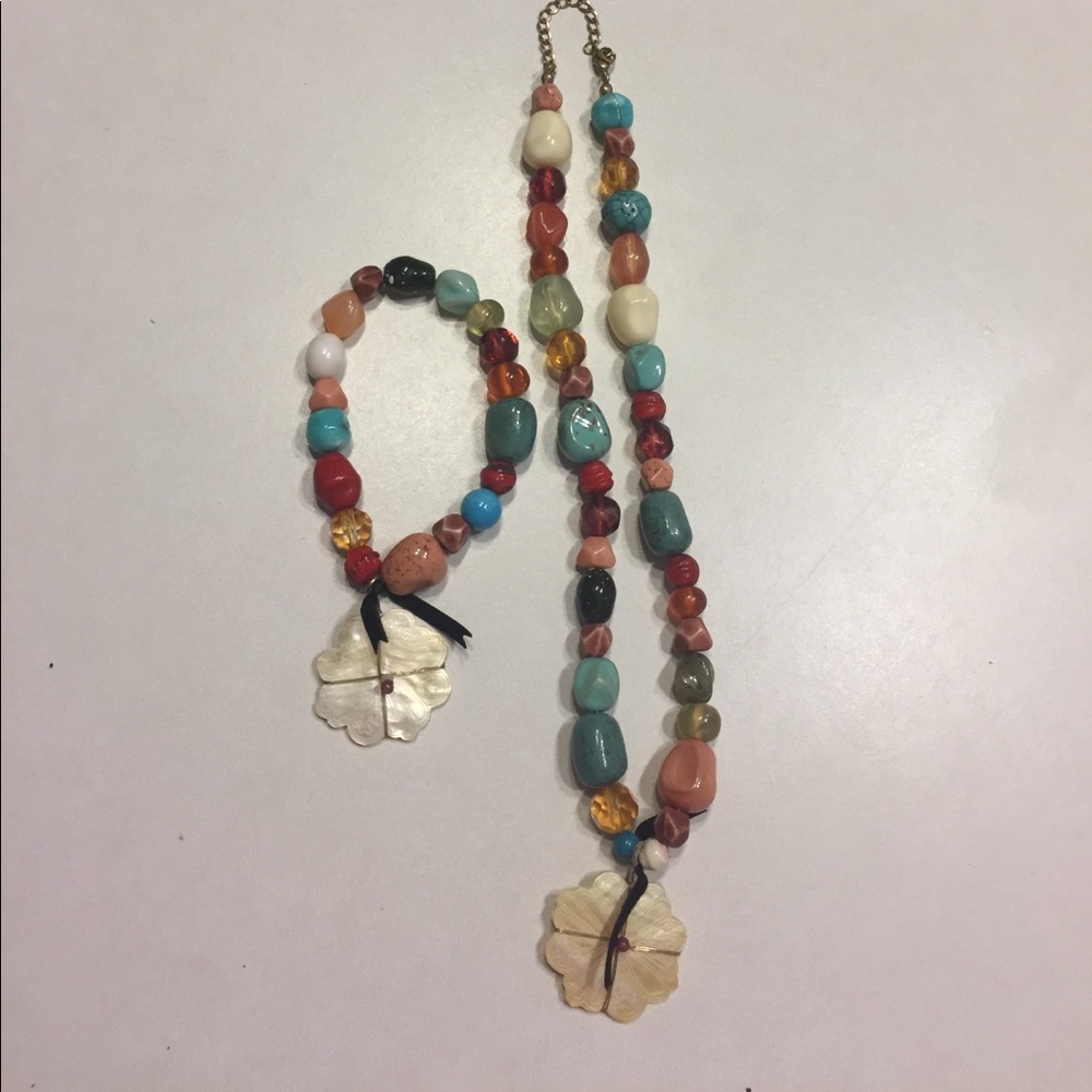 Boho chic bracelet and necklace set