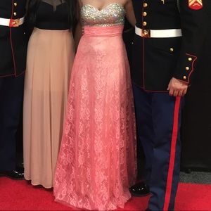 Coral long prom dress