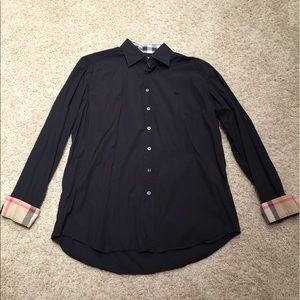 Men's Burberry Button Down Shirt Black XL
