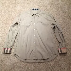Men's Burberry Button Down Shirt Tan/Beige XL