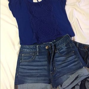 High waisted super stretch denim shorts