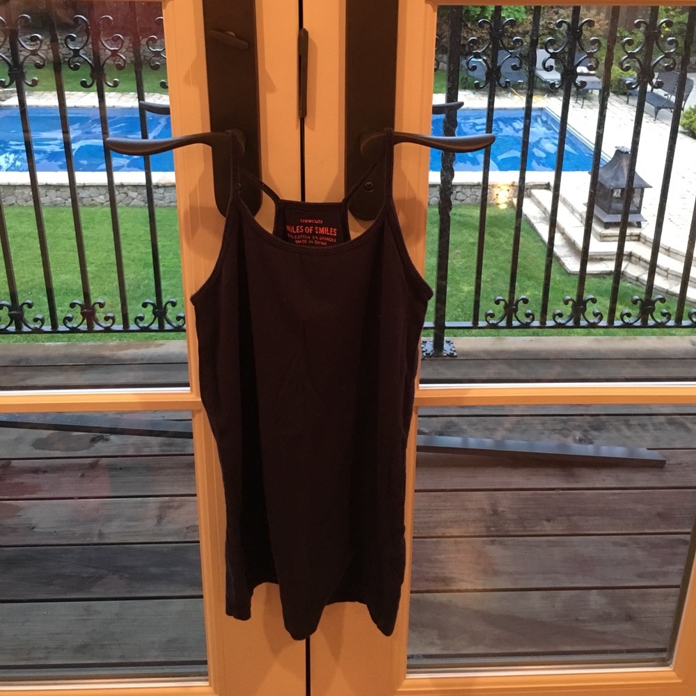 A navy blue spaghetti strap tank top