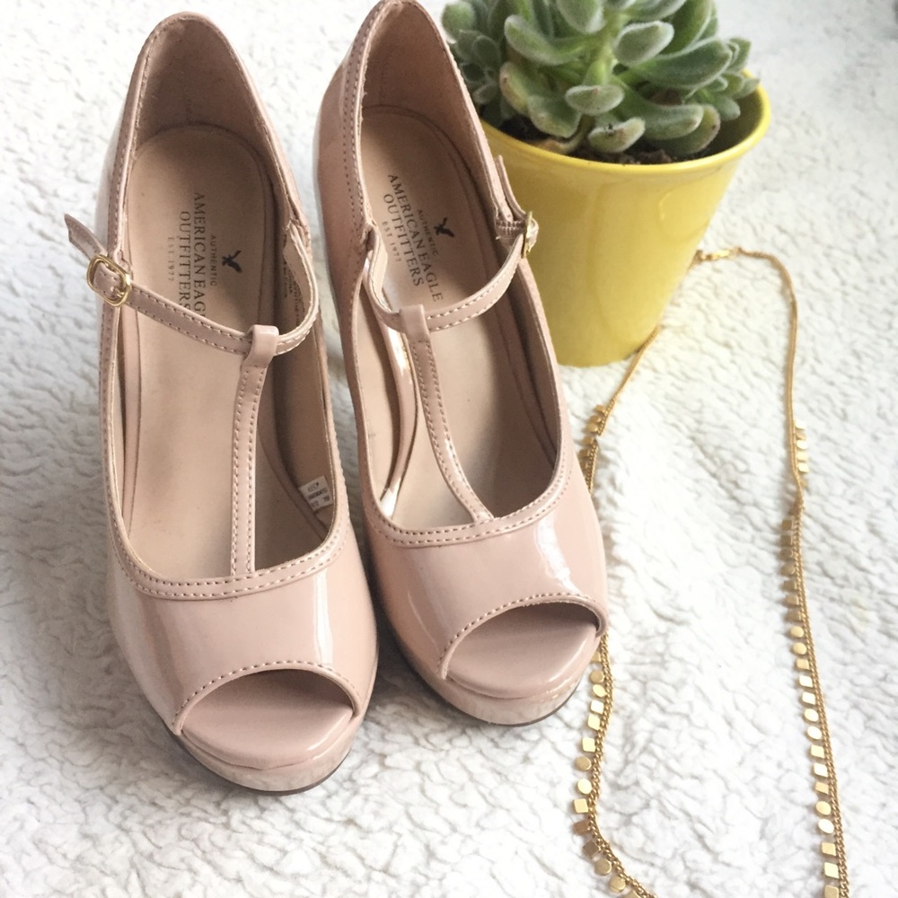 Never been worn - Nude patent t-strap heels
