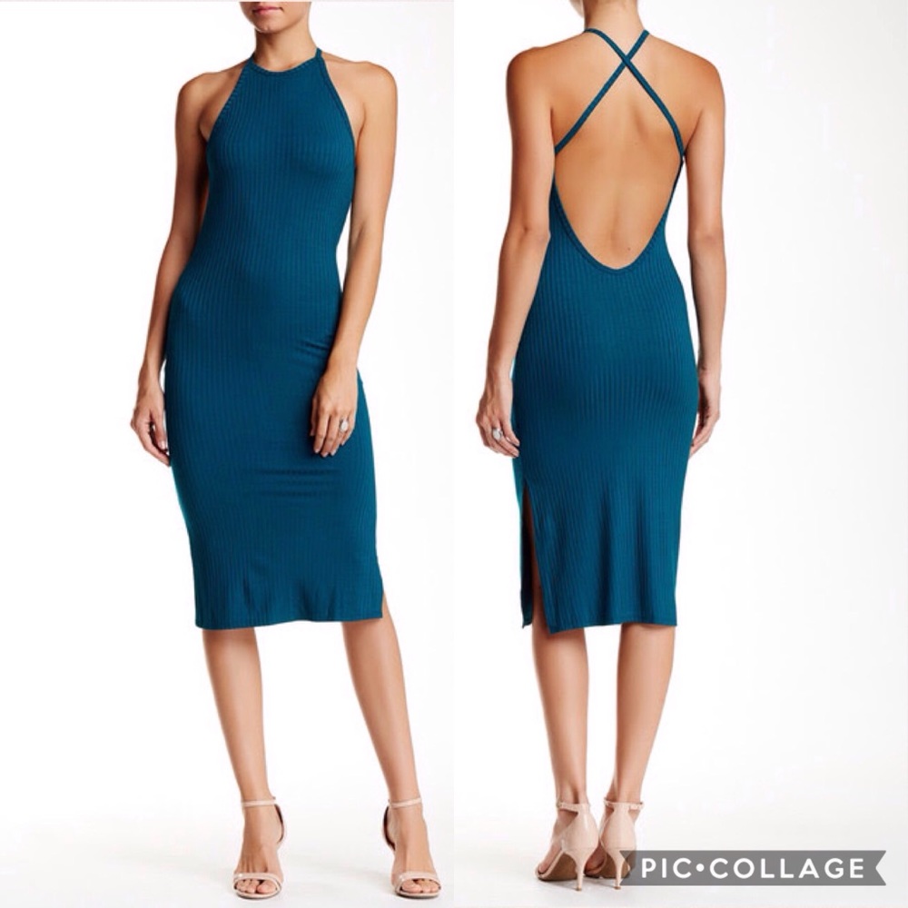 Sexy Backless Bodycon Midi Dress NWOT Sz S/M-JrXL
