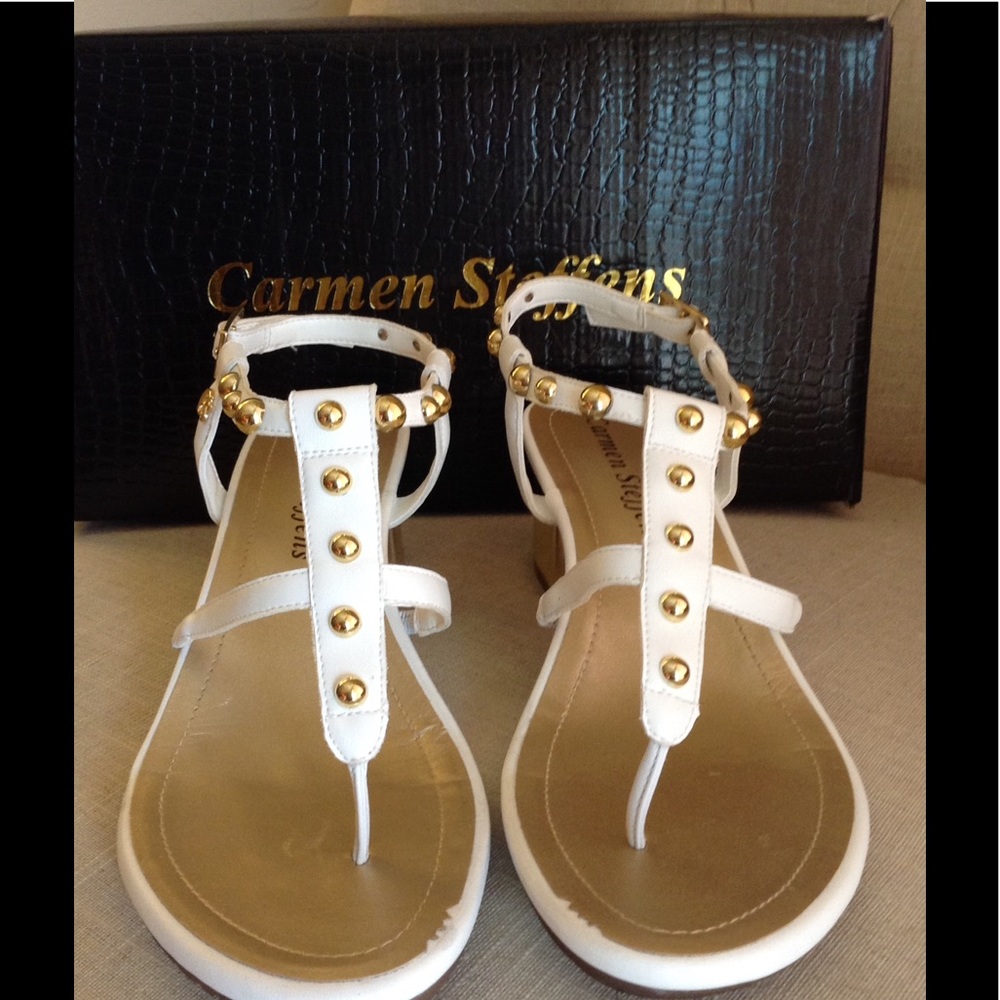 Carmen Steffens white studded sandals