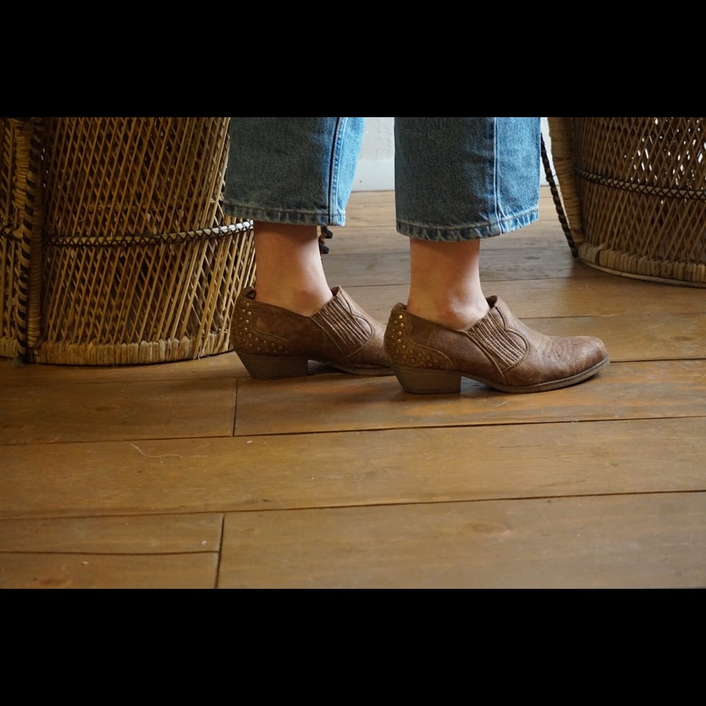 Cowboy boot style ankle booties