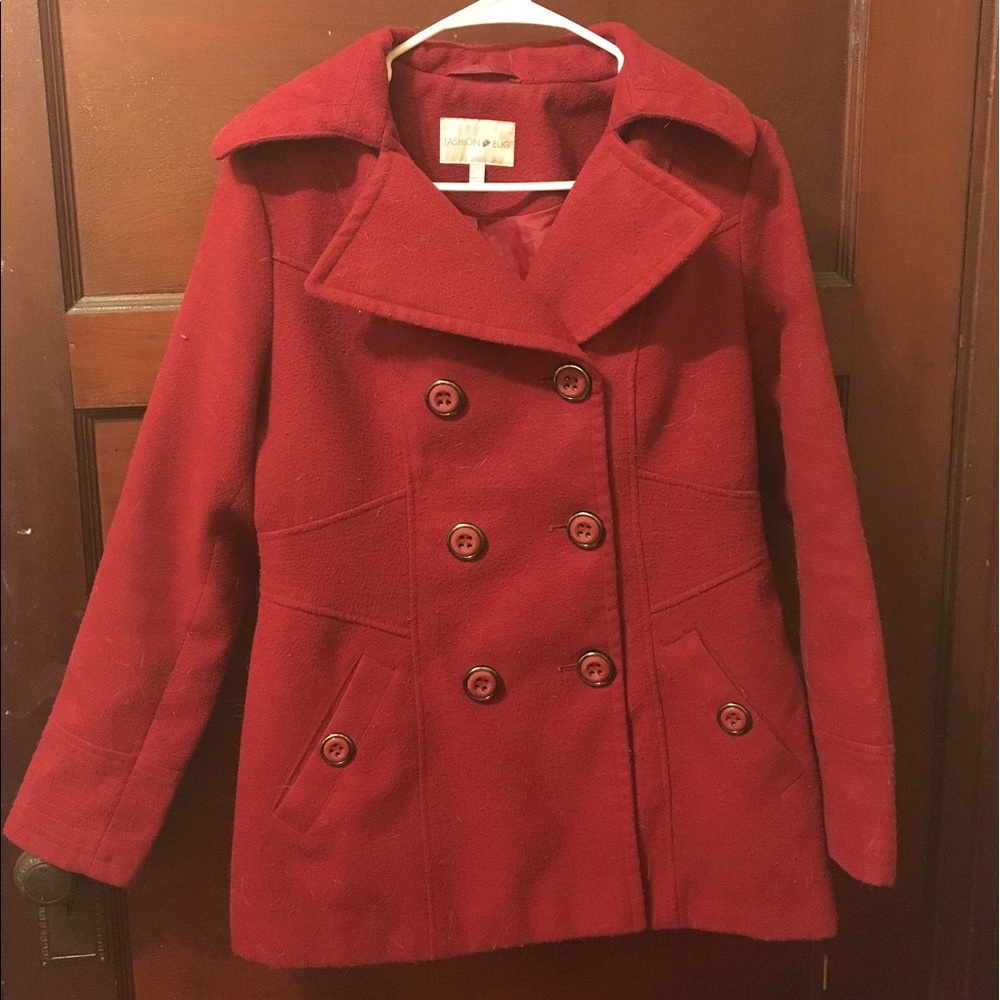 Fashion Bug red pea coat