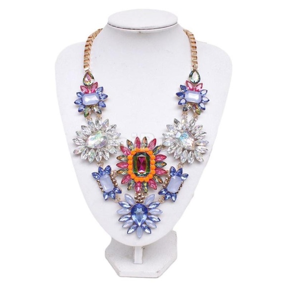 Women Crystal Gemstone Flower Floral Statement - Picture 1 of 4